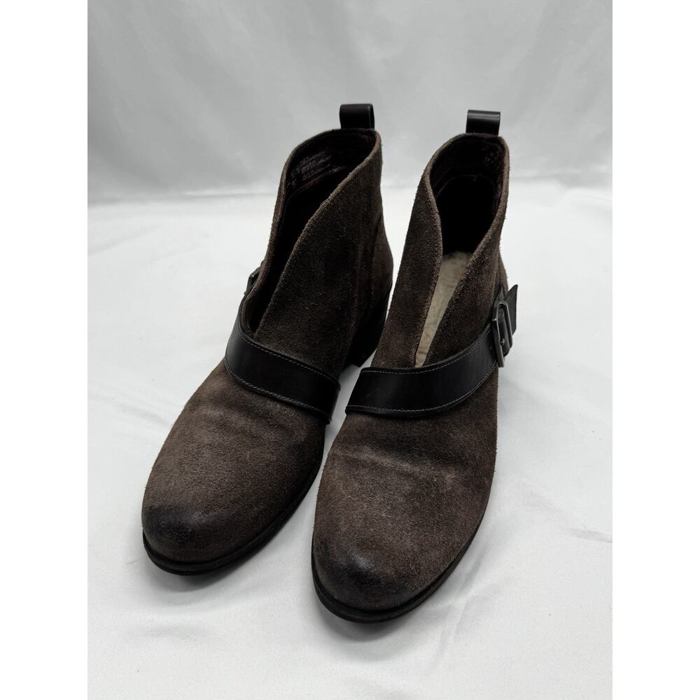 Ugg Wright Belted Shearling Lined Boot Brown Sued… - image 4